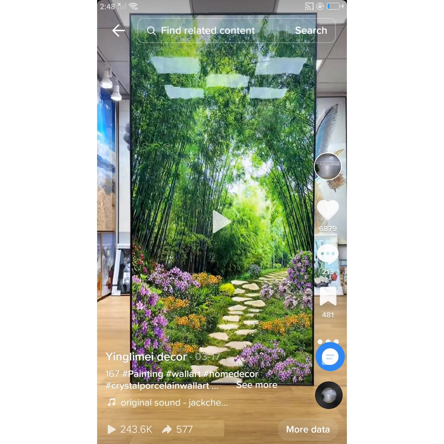 Green plant landscape crystal porcelain painting art.