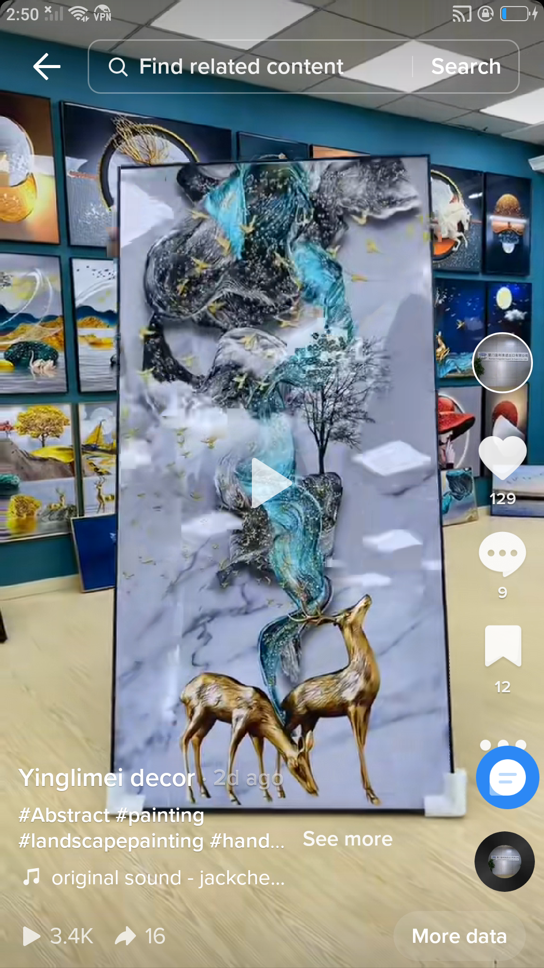 Nordic elk animal crystal porcelain wall hanging picture beautiful deers.