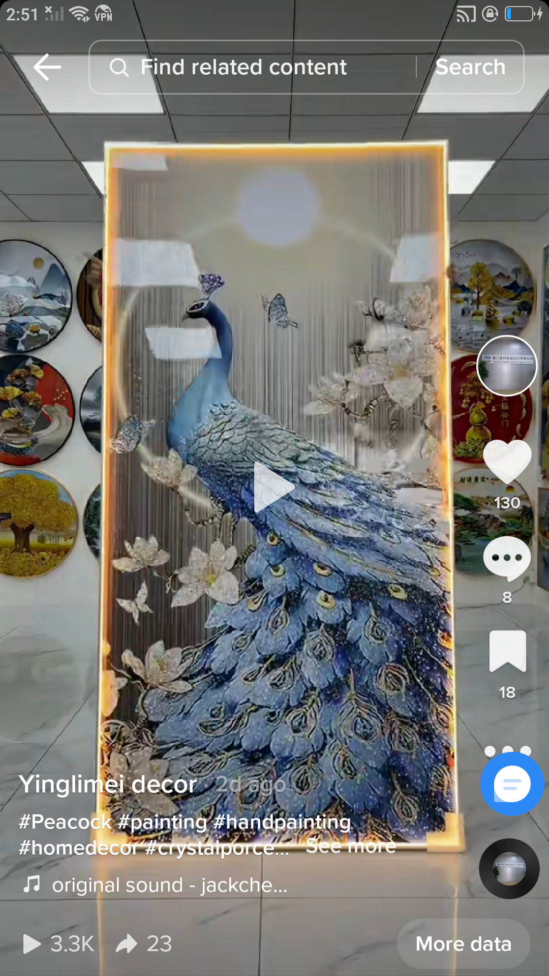 Auspicious Peacock Crystal Porcelain Painting.