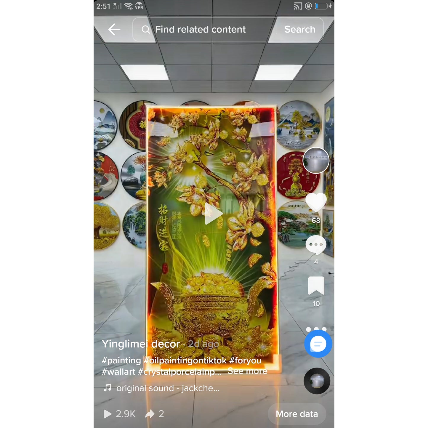 Fortune tree crystal porcelain decorative beautiful painting .