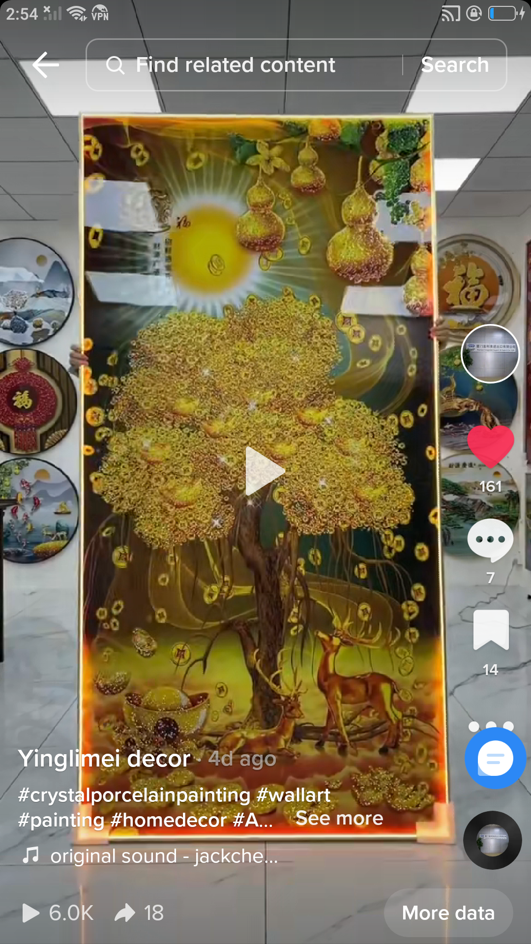 Fortune tree crystal porcelain decorative painting one.