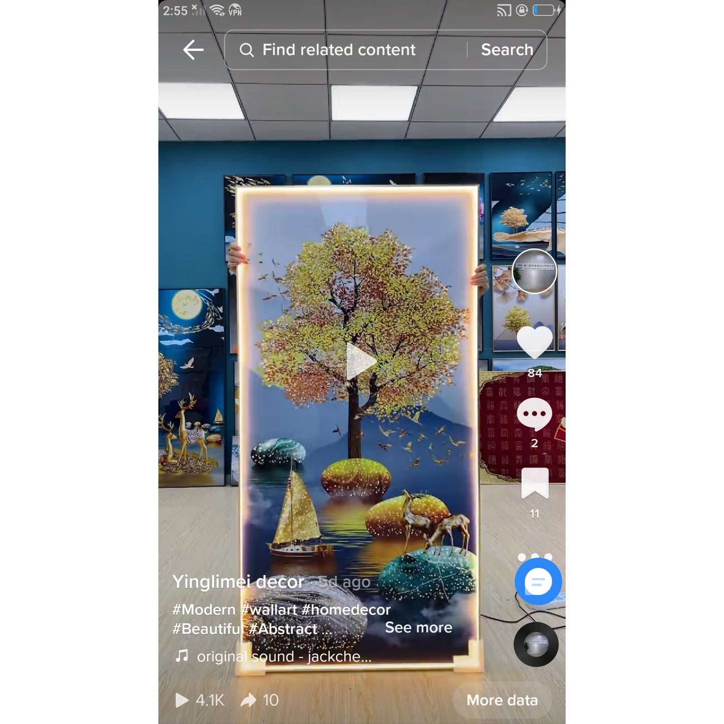 Golden Deer&Tree Abstract decorative painting