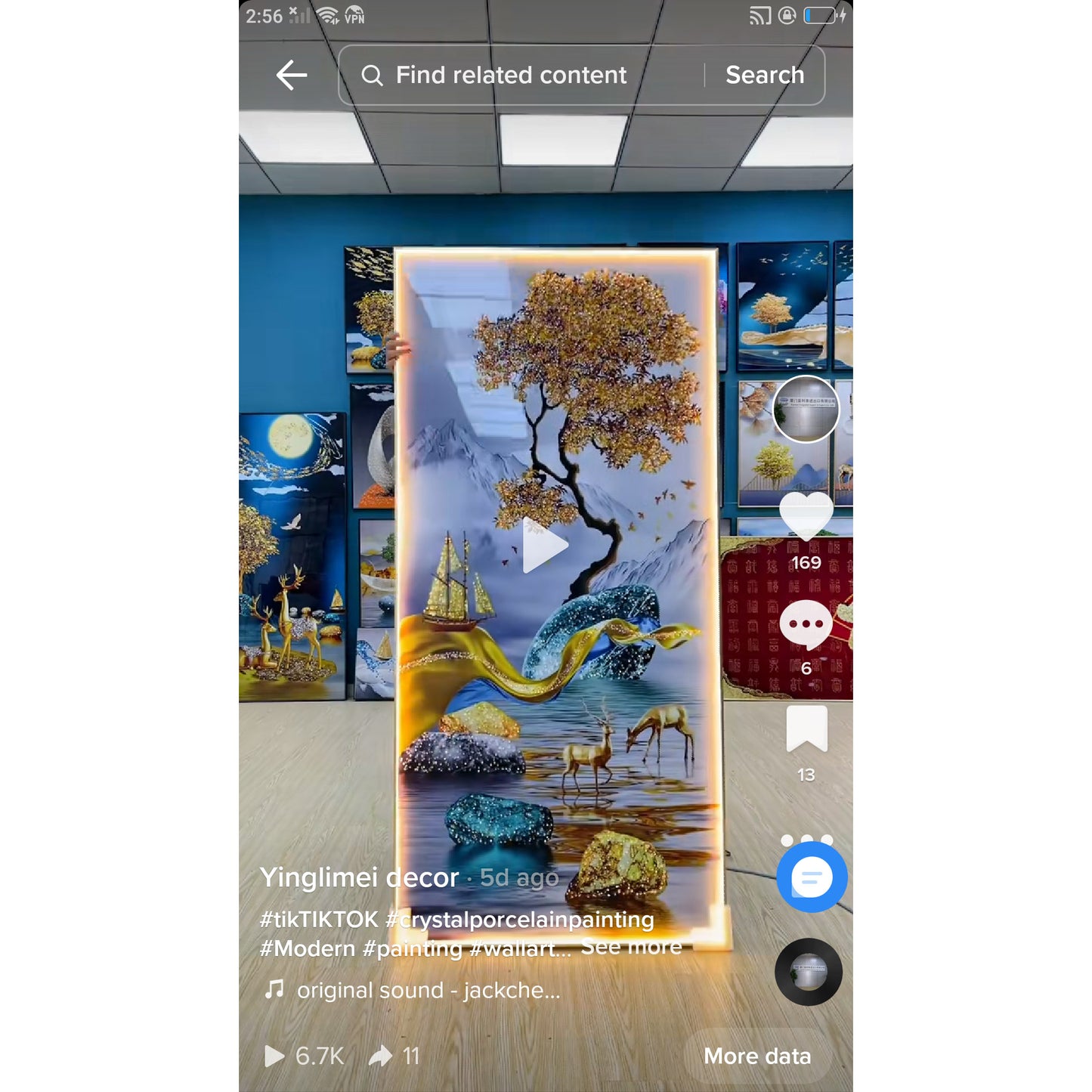 Golden Deer&Tree Abstract decorative painting