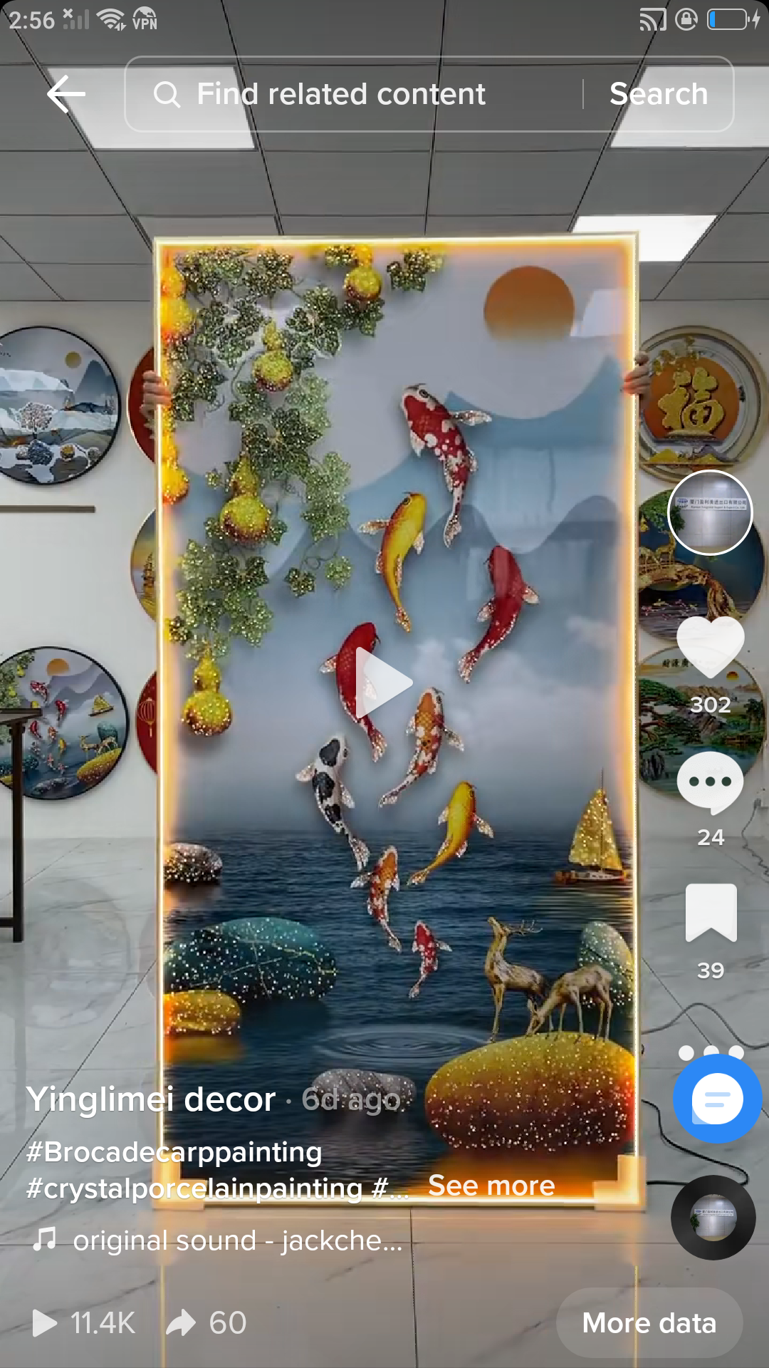 Lucky Nine Fish Picture Crystal Porcelain Painting Decorative Painting.