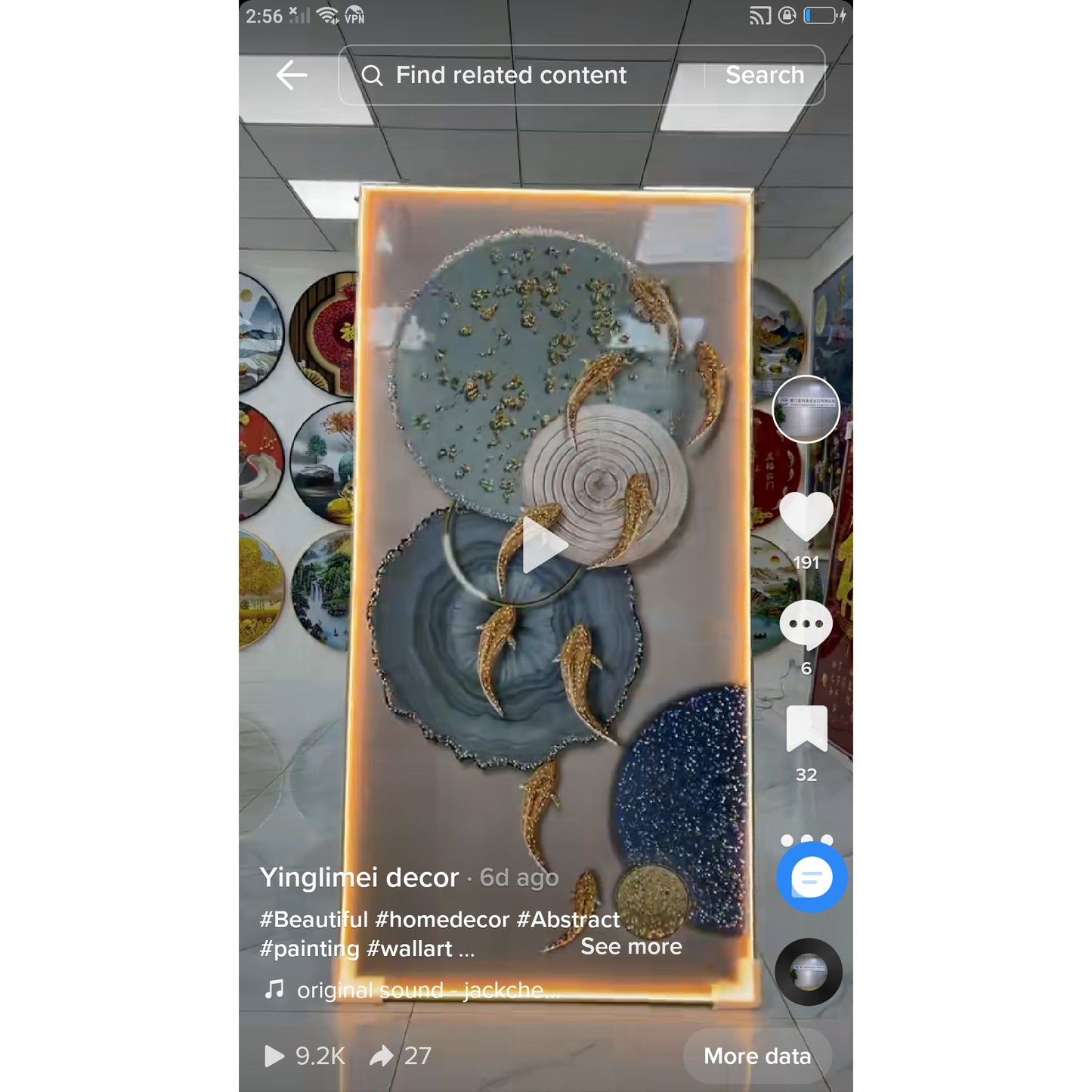 Light luxury lucky koi decorative paintingart led.