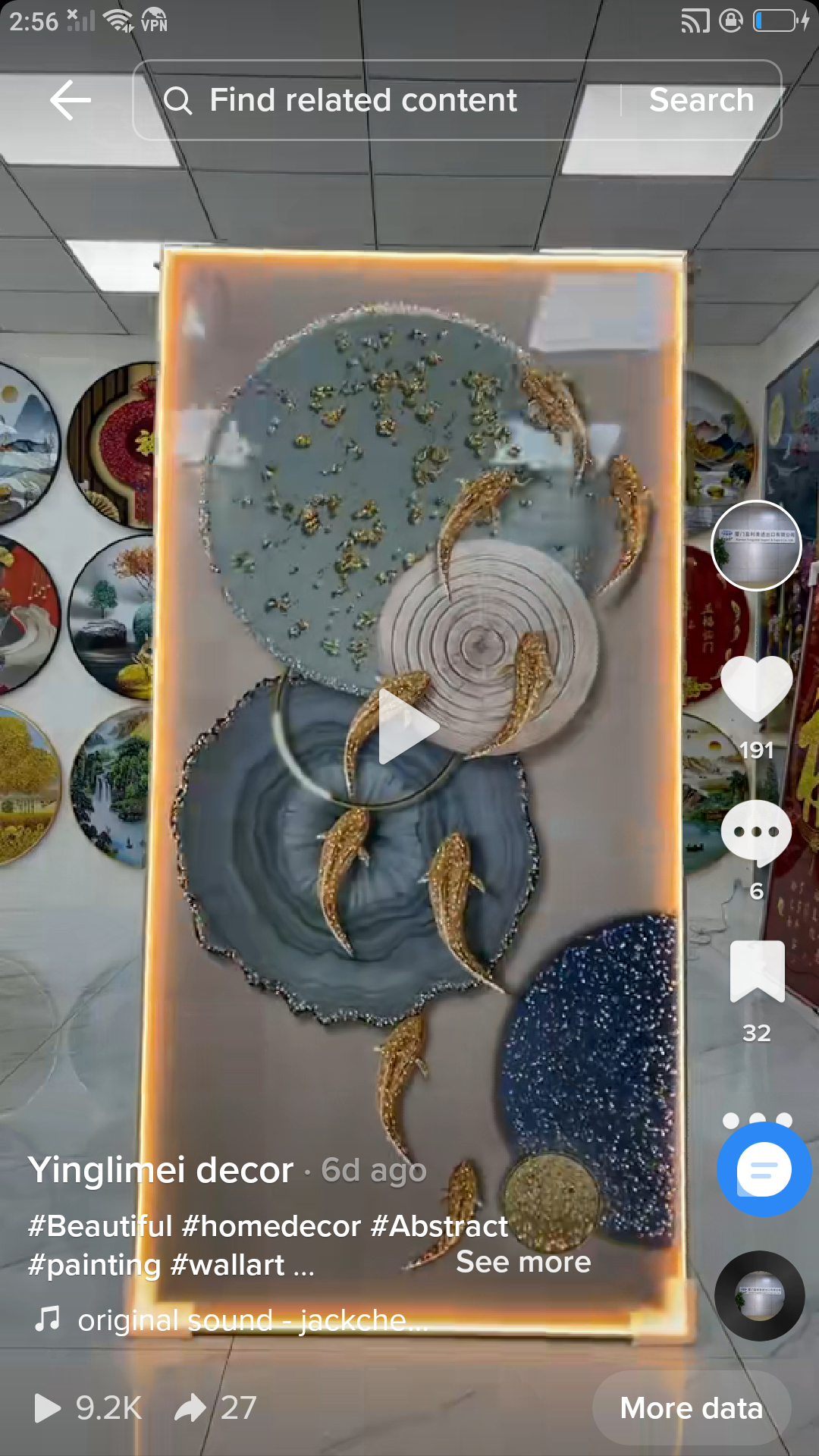 Light luxury lucky koi decorative paintingart.