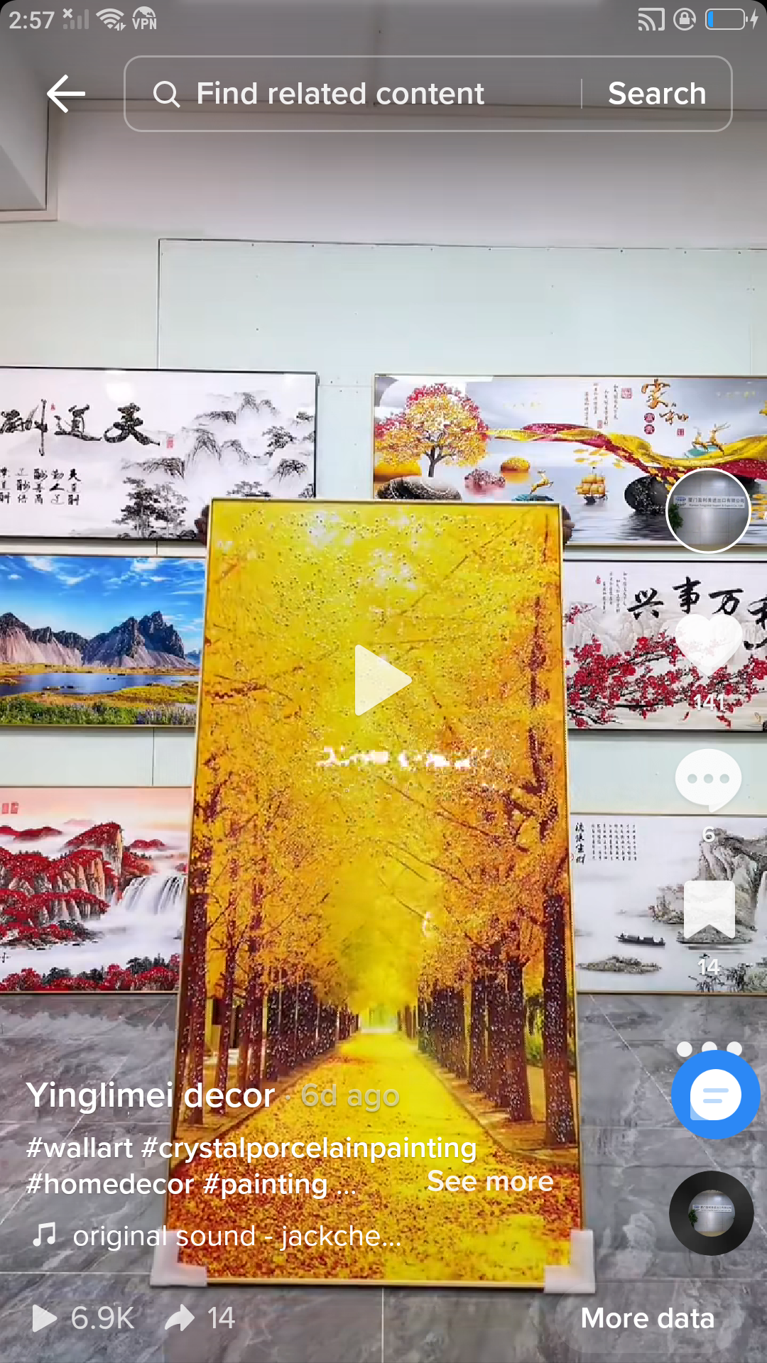 Decorative painting of money tree full of gold wallpaintings.