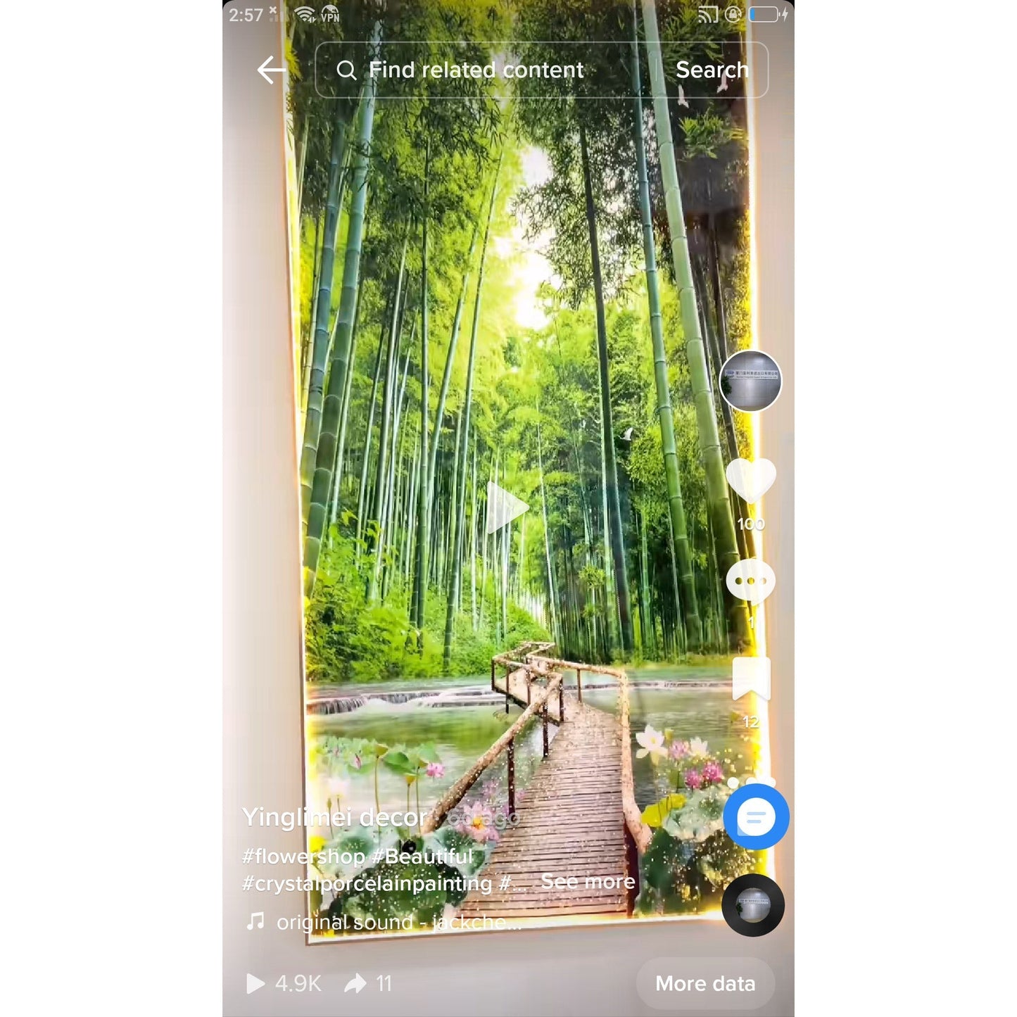 Green plant landscape crystal porcelain painting art.