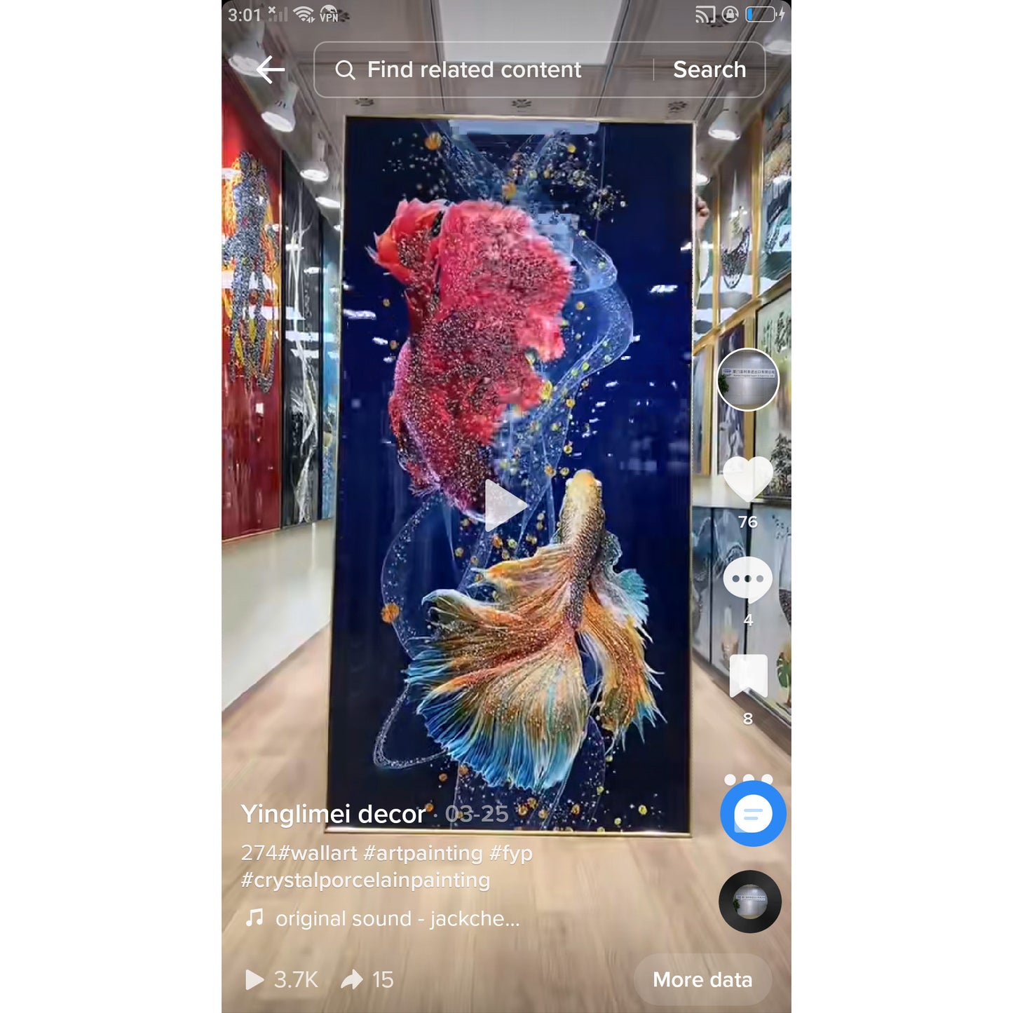 Light luxury lucky koi decorative painting