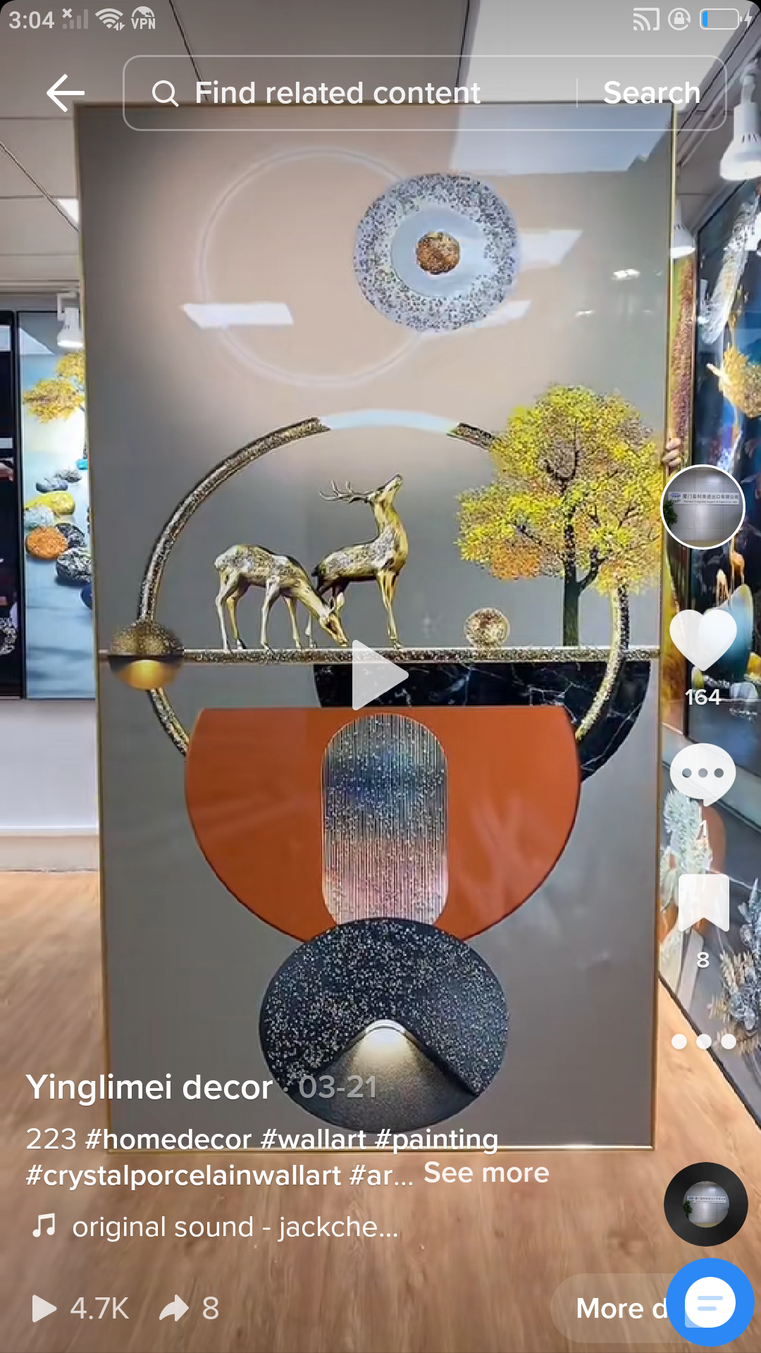 Rich elk animal crystal porcelain decorative painting