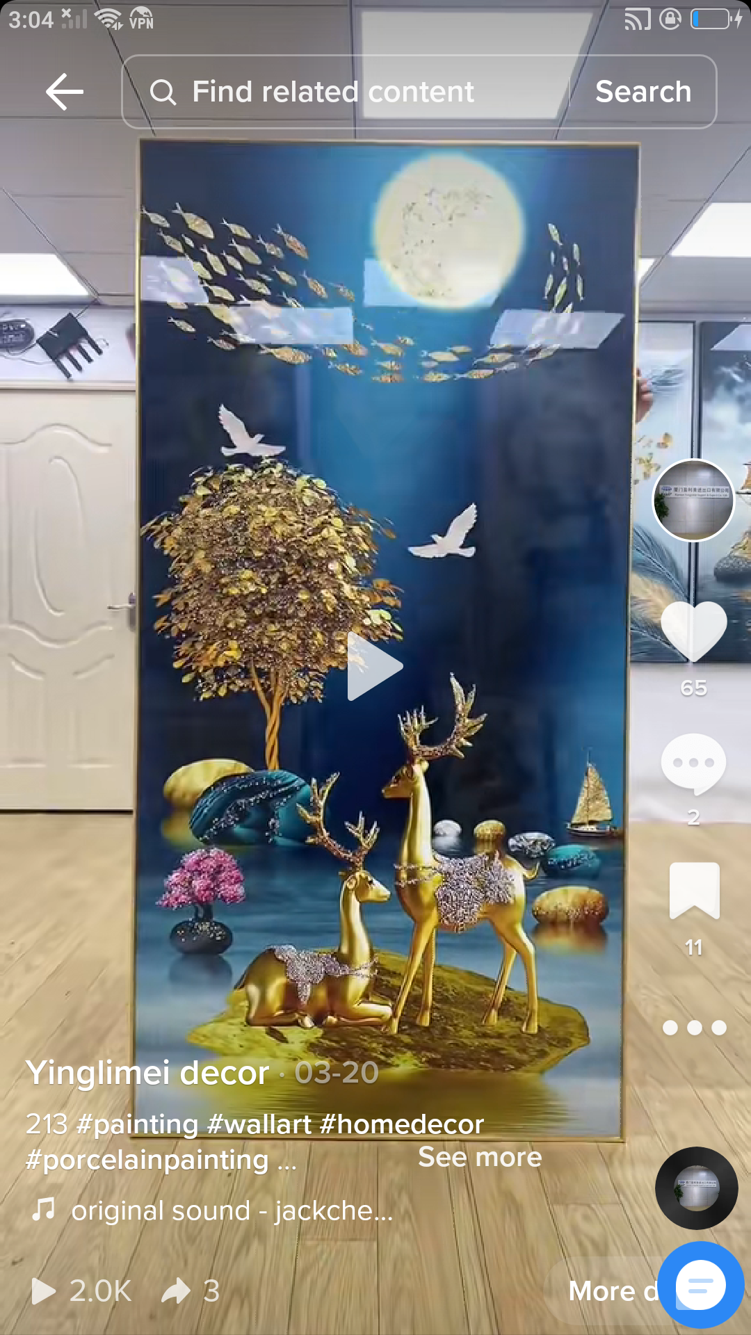 Rich elk animal crystal porcelain decorative painting