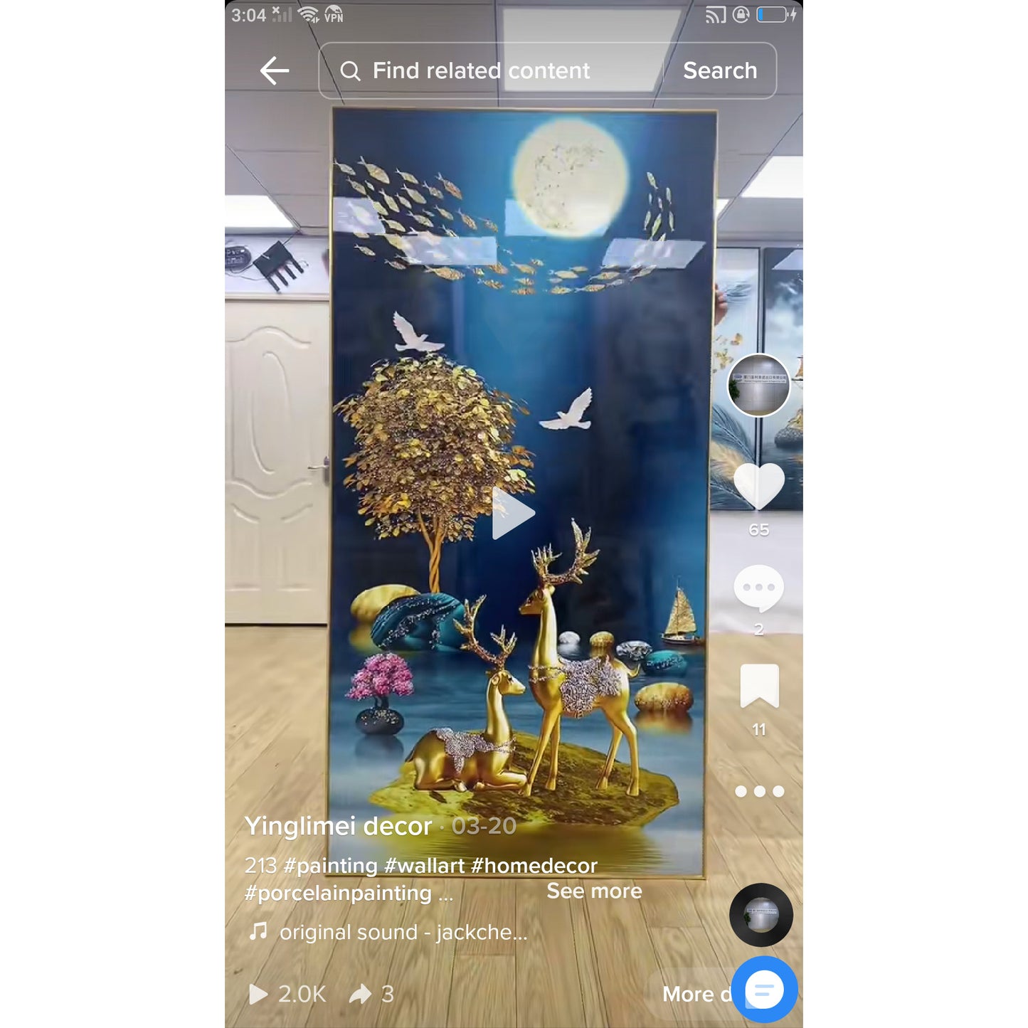 Exquisite deer Crystal Porcelain Wall Painting