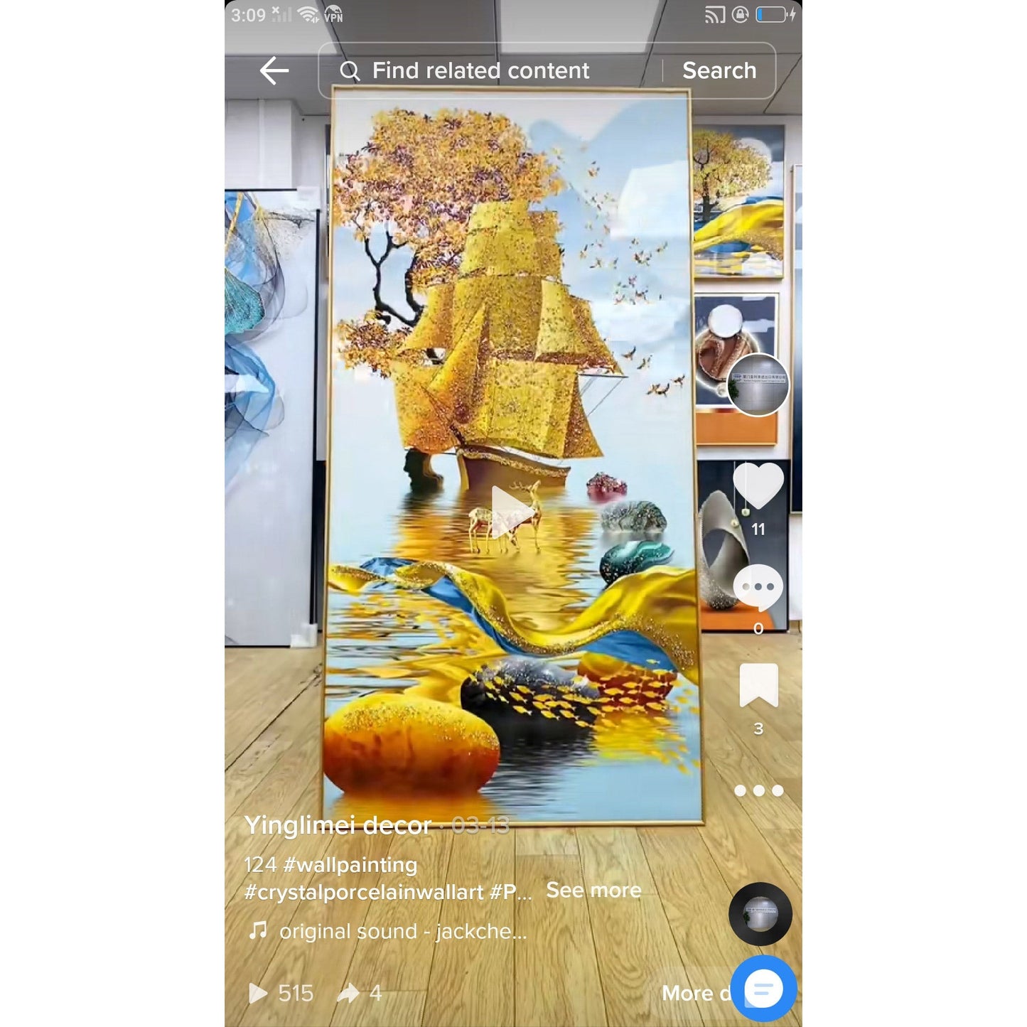 Exquisite deer Crystal Porcelain Wall Painting art.