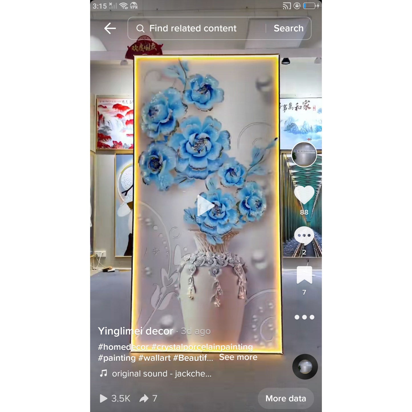 Exquisite Flowers Crystal Porcelain Wall decorative Painting.