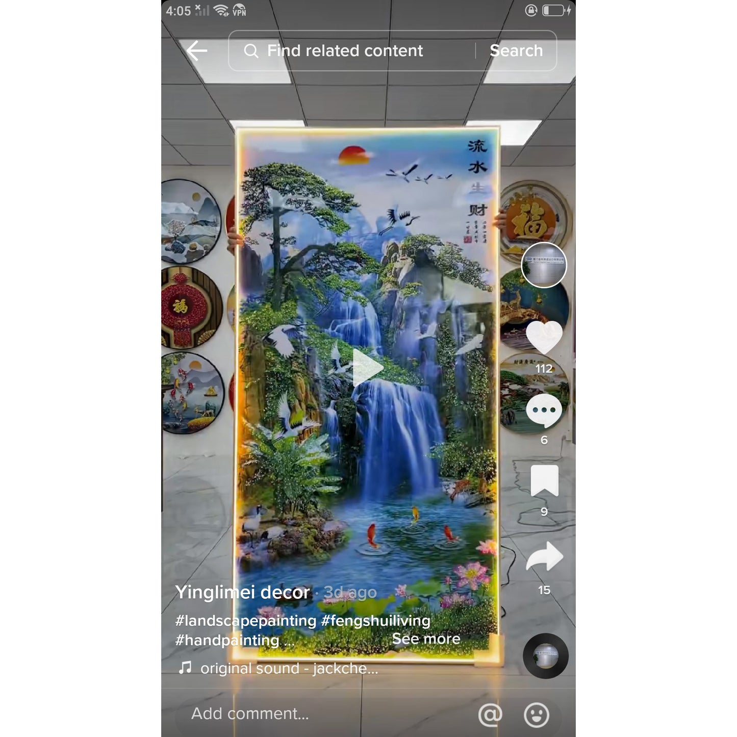 Green plant landscape crystal porcelain painting art.
