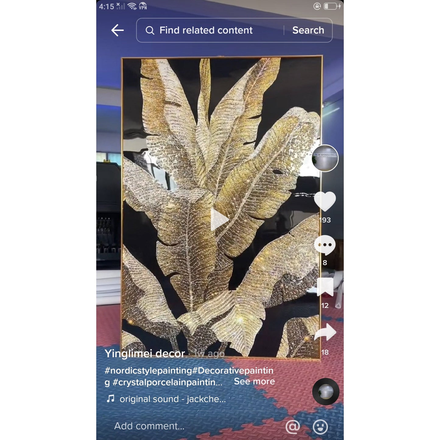 Abstract graphics Crystal Porcelain feather Wall Painting fashionable art .