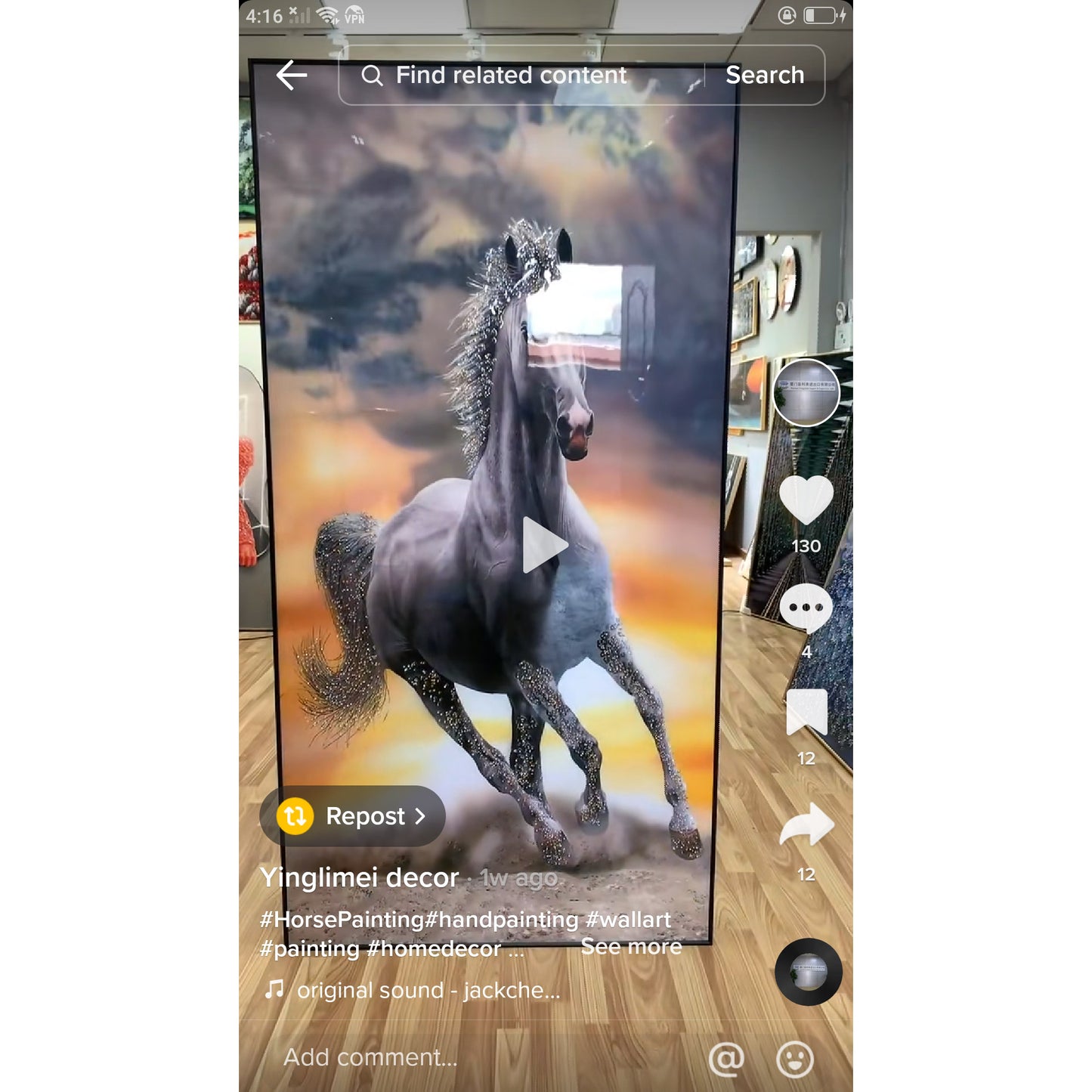 Gallant horse Crystal Porcelain Wall Decorative Painting