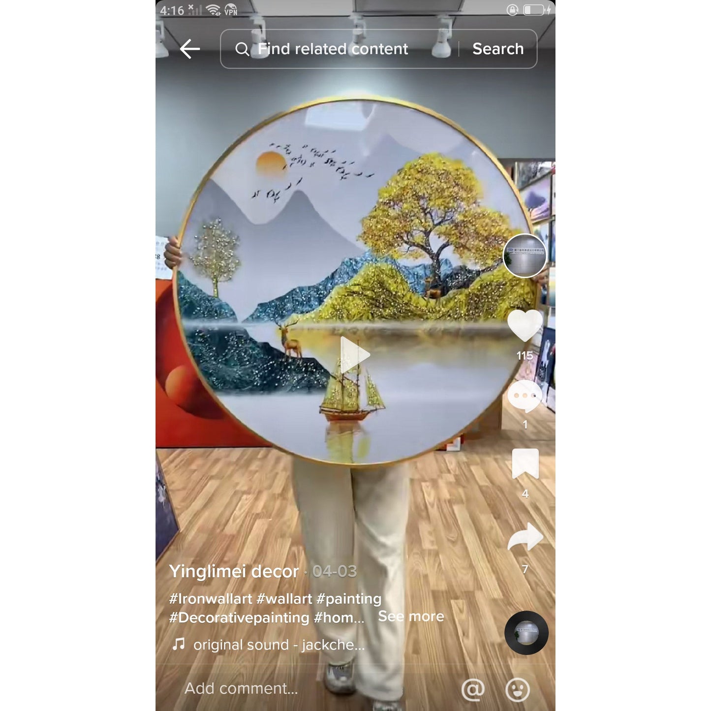 High-end round elk decorative painting