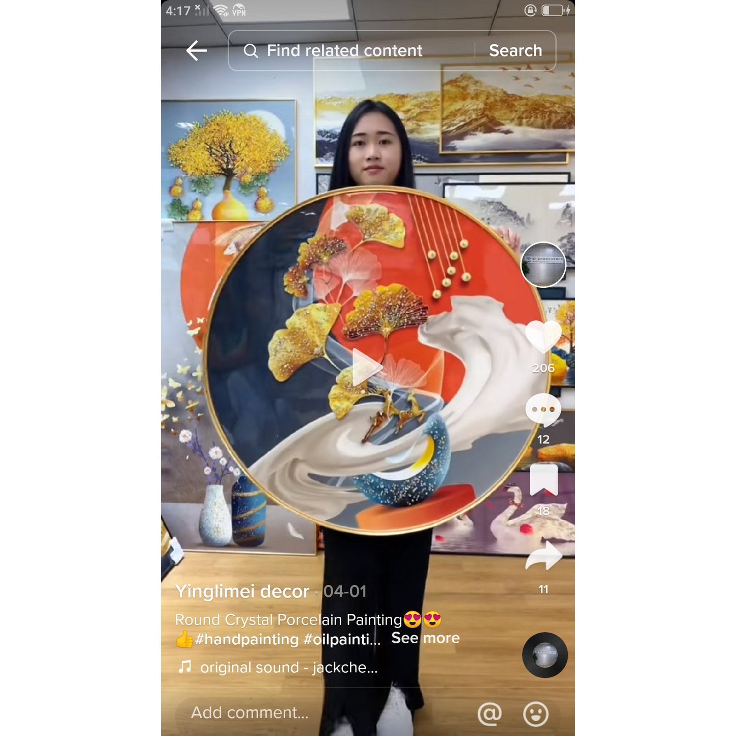 High-end round elks decorative painting