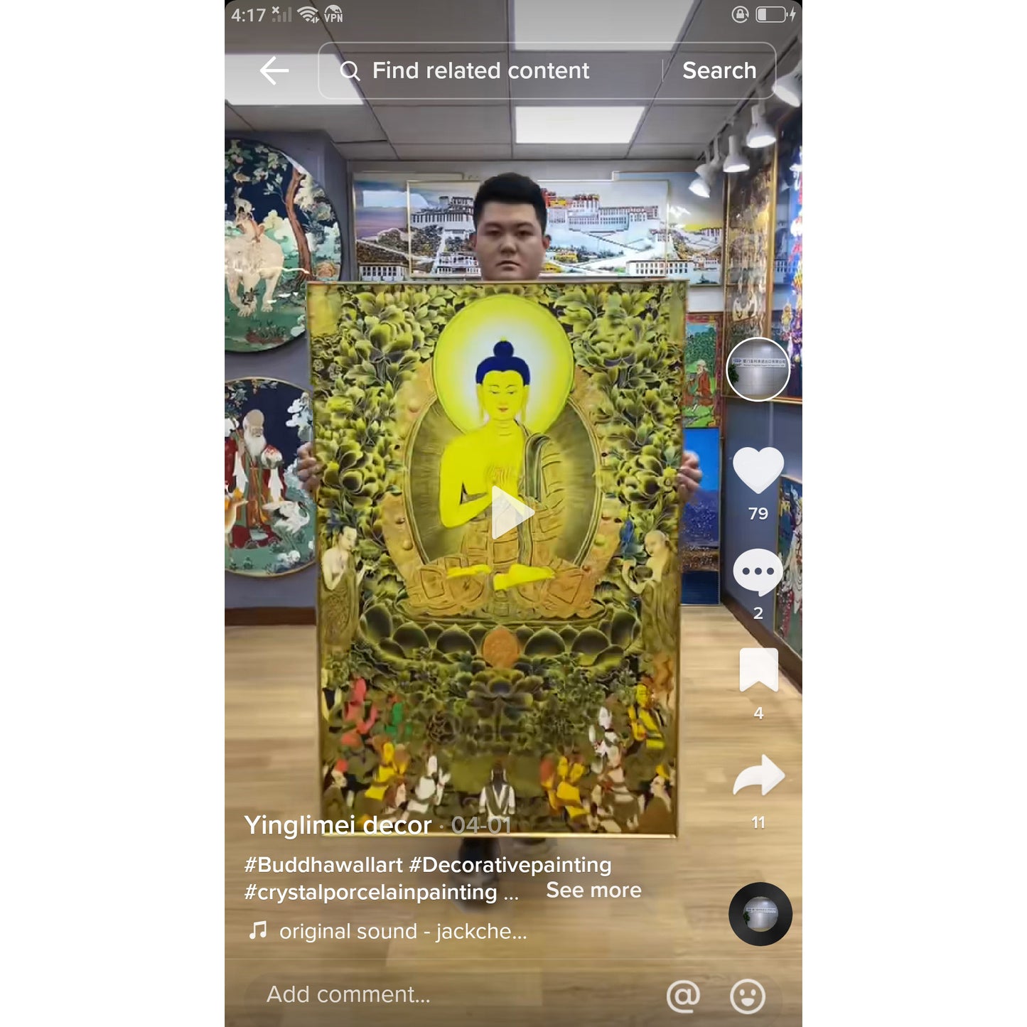Buddha Statue Hanging Painting Lucky Entrance Crystal Porcelain Decorative Painting