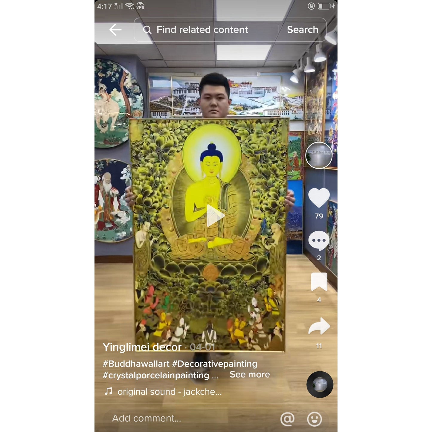 Buddha Statue Hanging Painting Lucky Entrance art Crystal Porcelain Decorative Painting