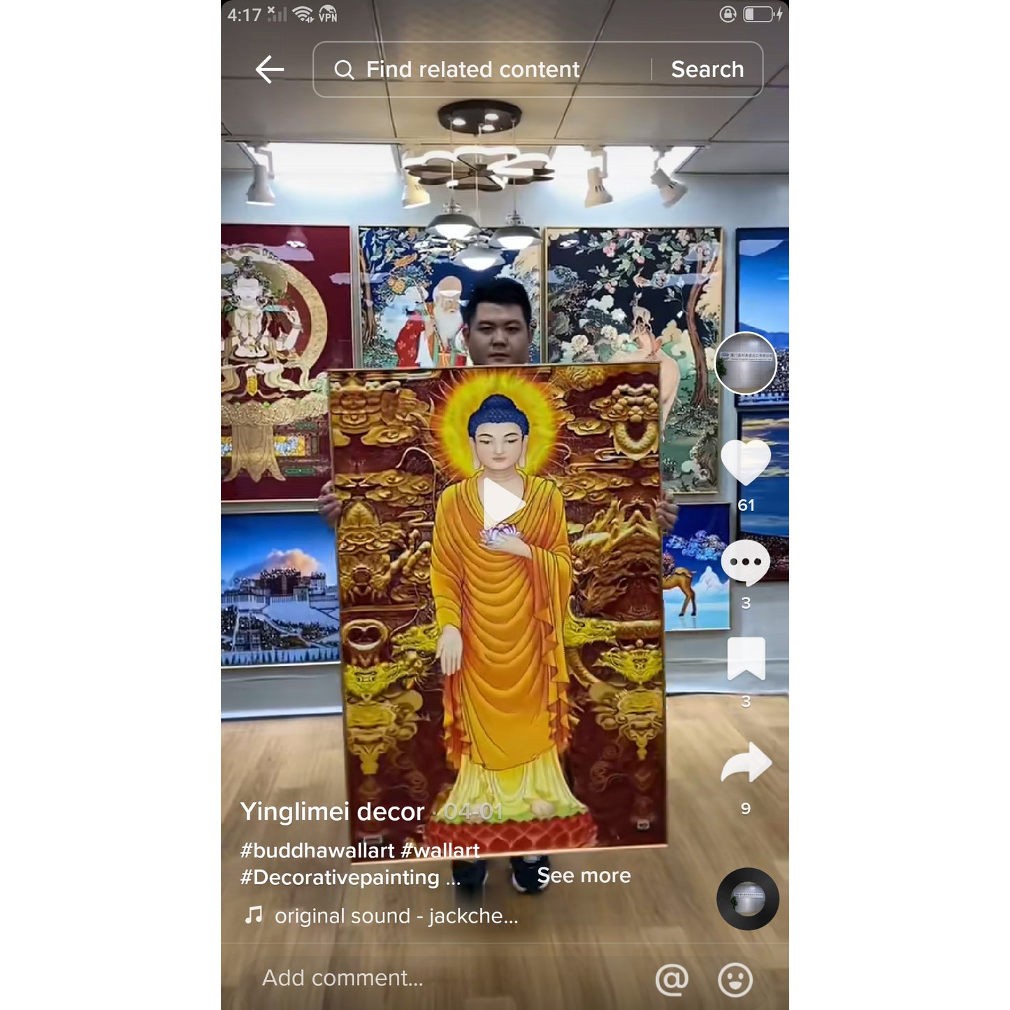 Buddha Statue Hanging Painting Lucky Entrance Crystal Porcelain Decorative Painting