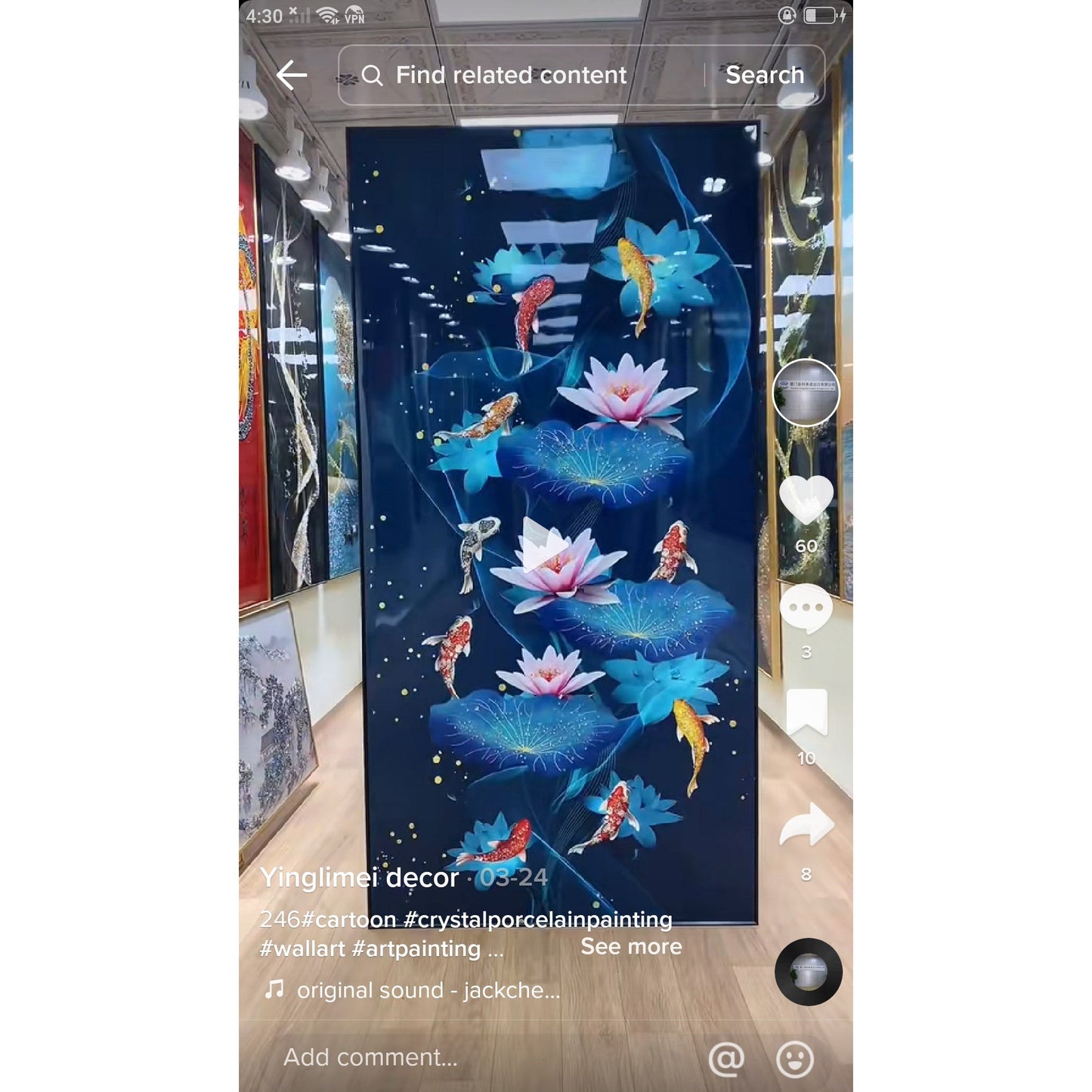 The Wishing Fish Crystal Porcelain Wall decorative Paintin
