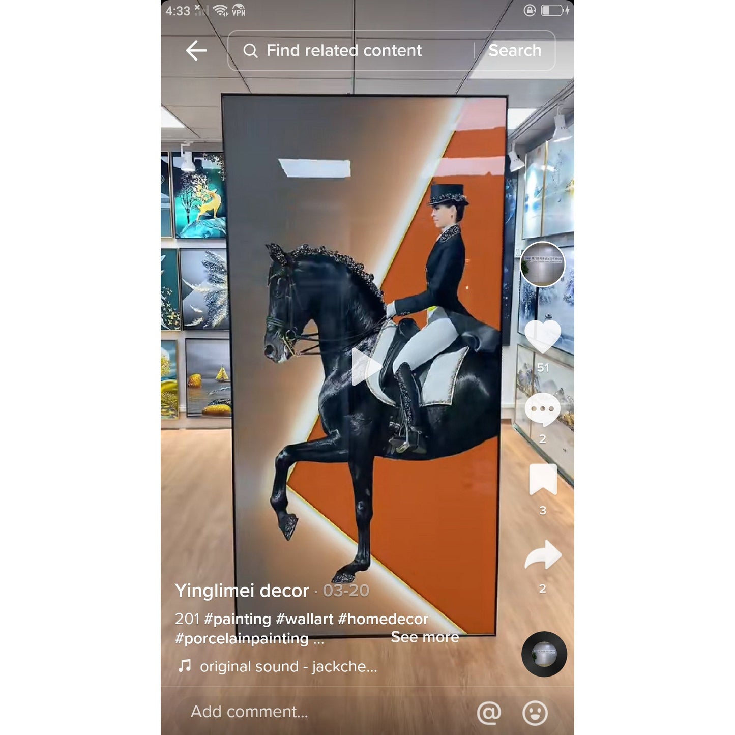 Abstract Fine Horse Crystal Porcelain decorative Wall painting
