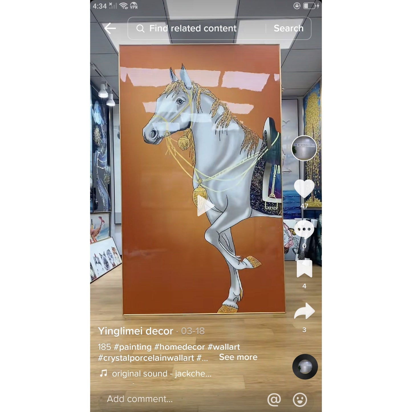 Abstract Fine Horse Crystal Porcelain Decorative Wall painting