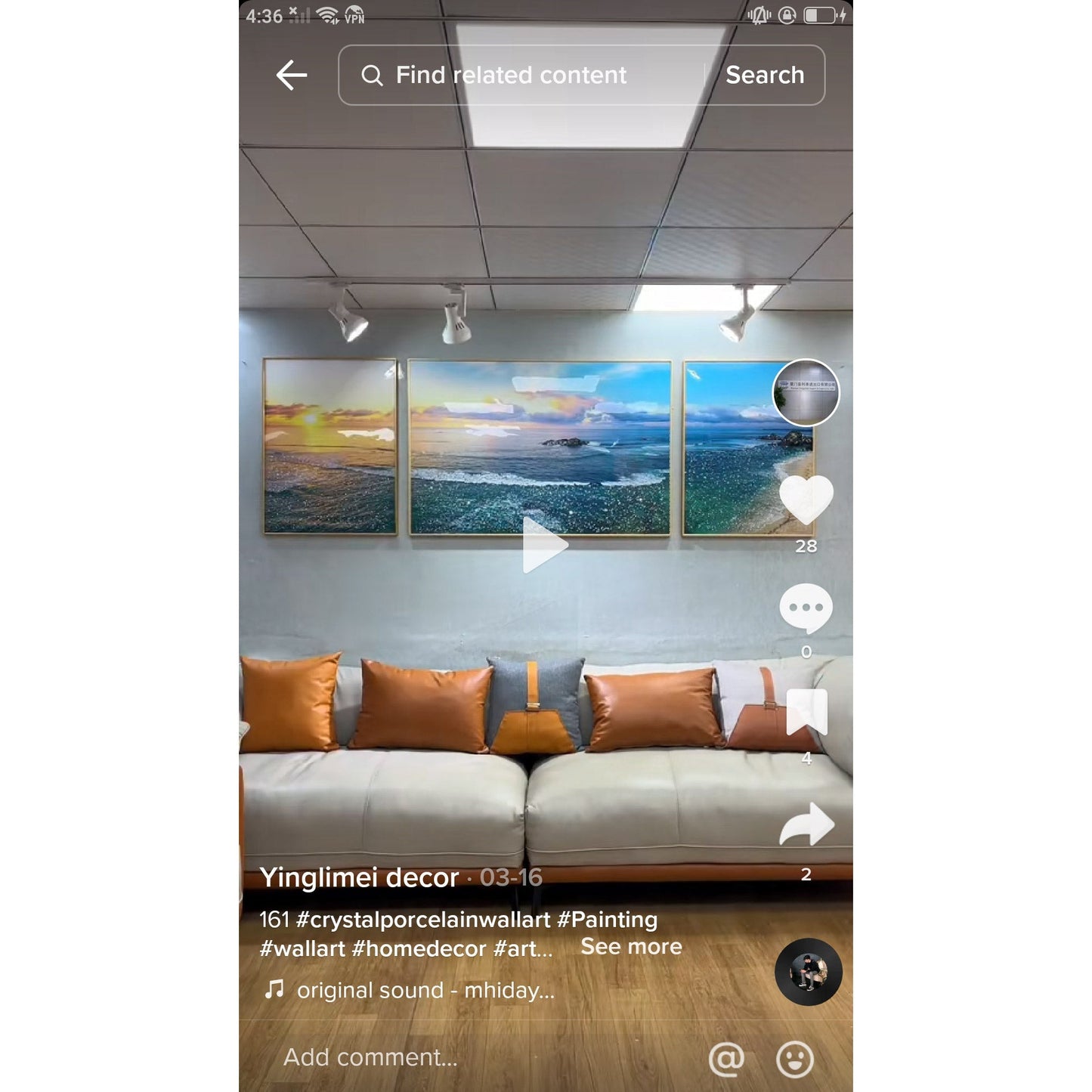 3in1 Abstract Natural Landscape Crystal Porcelain decorative Wall Painting