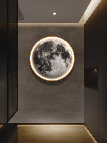 Exquisite The Moon Art Circular decoration wall hanging lamp LED