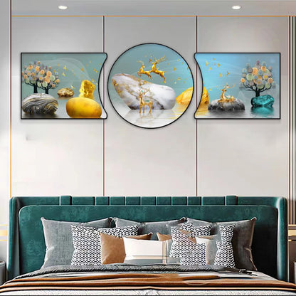 Circle 3in1 Abstract Landscape Crystal Porcelain Decorative wall Painting art