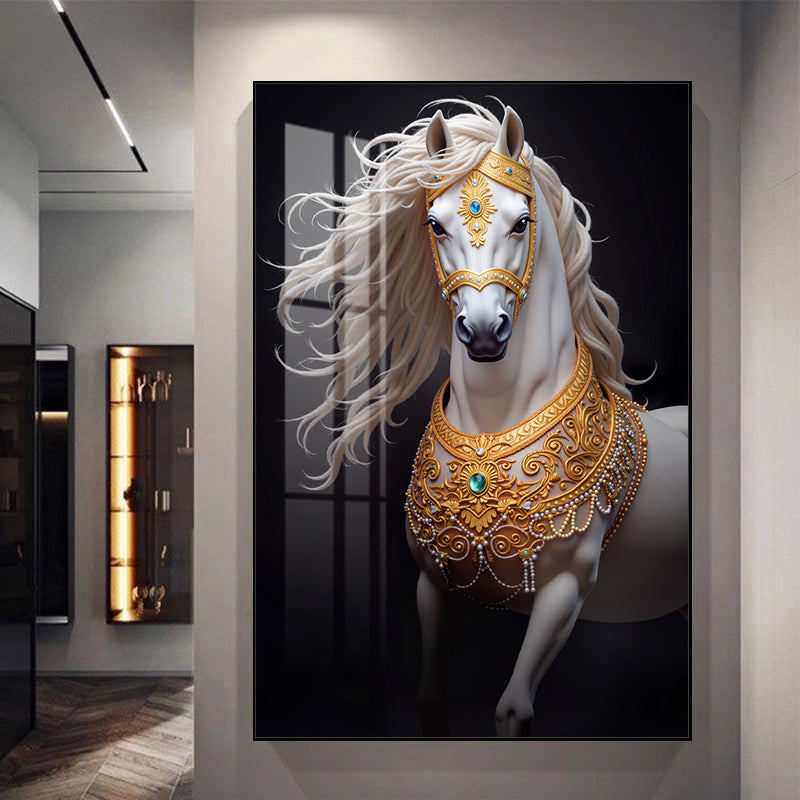 Exquisite animals horse Crystal Porcelain Painting LED wallart