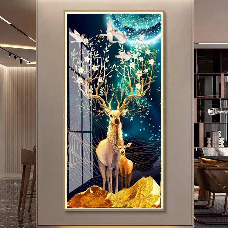 Crystal porcelain painting decoration wall Painting Decorative art deers