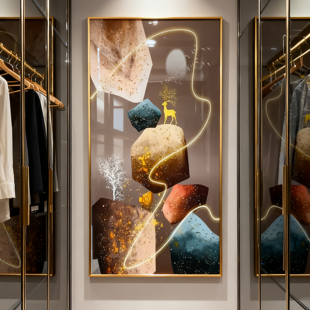 Exquisite Horse Animal Crystal Porcelain Painting Decorative beautiful wallart LED