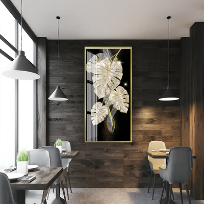 Crystal porcelain painting decoration wall Painting Decorative art White leaves