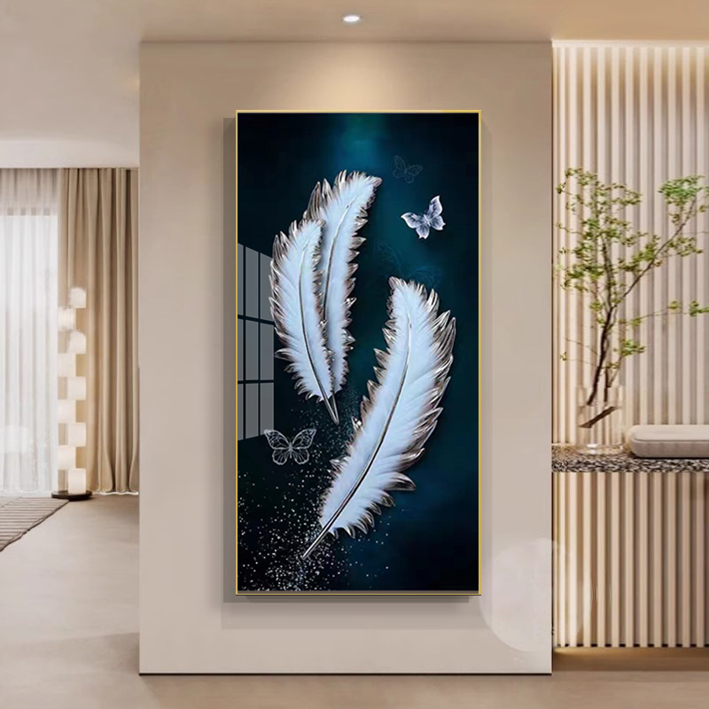 Crystal porcelain painting decoration wall Painting Decorative White Feather