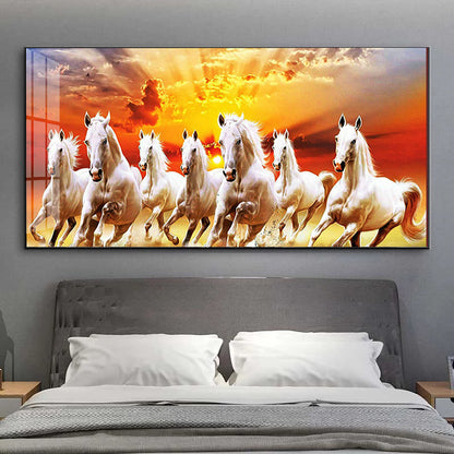 Crystal porcelain painting decoration wall Painting Decorative Seven horses