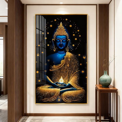 The Buddha sits in tranquility wall Crystal Porcelain Painting Decorative art LED