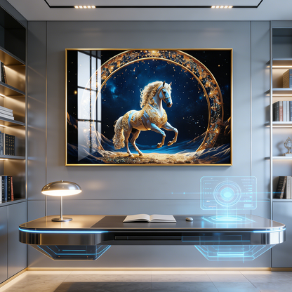Banner animals horse Landscape Crystal Porcelain wall Decoration Painting