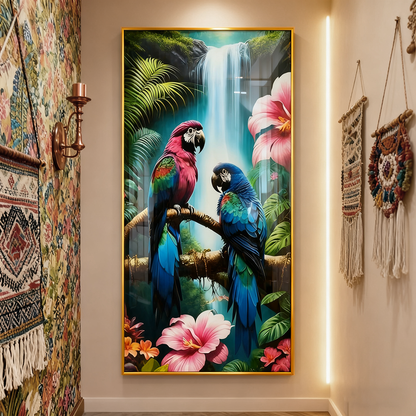 Abstract Home Decoration Parrot Landscape Crystal Porcelain Painting wallart LED