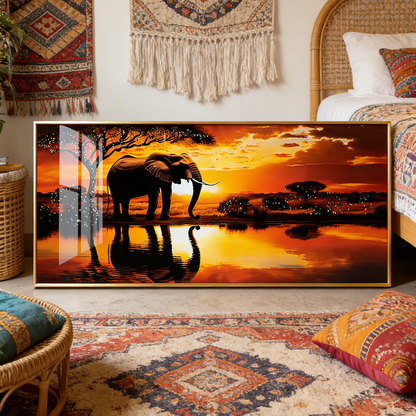 Banner golden tree landscape Crystal Porcelain painting LED wallart