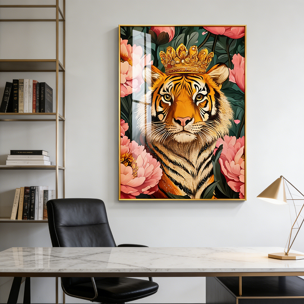 Abstract scene Creative Tiger Animal Crystal Porcelain Painting decoration wallart LED