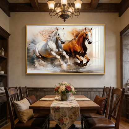 Abstract animals horse Crystal Porcelain painting  Decorative Wallart LED