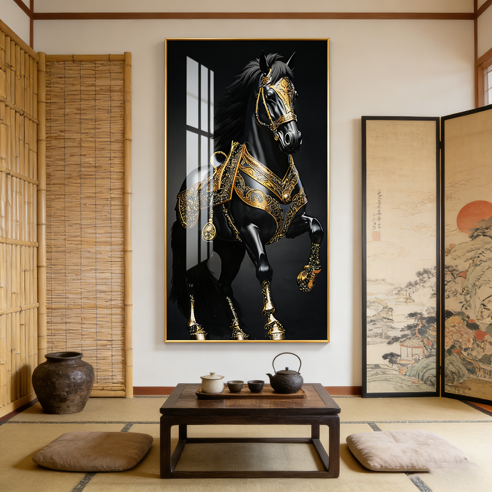 Modern Horse HD print Crystal Porcelain wall decorative Painting LED