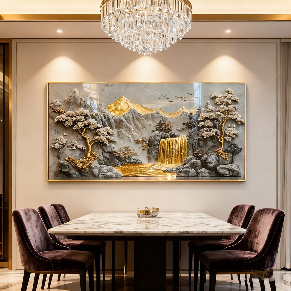 Abstract 3D landscape crystal porcelain painting decorative LED wallart