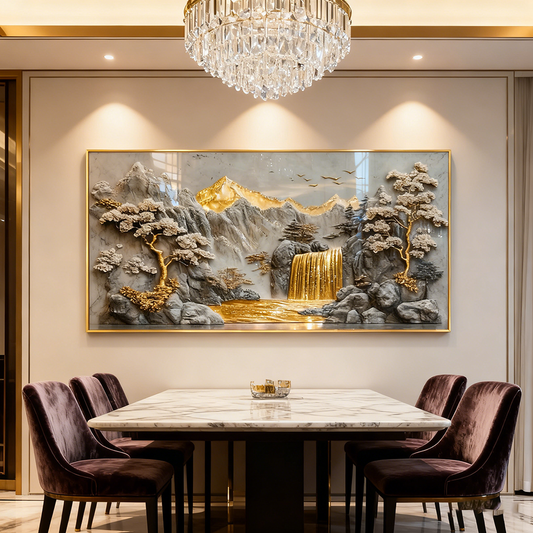 Abstract 3D landscape crystal porcelain painting decorative LED wallart