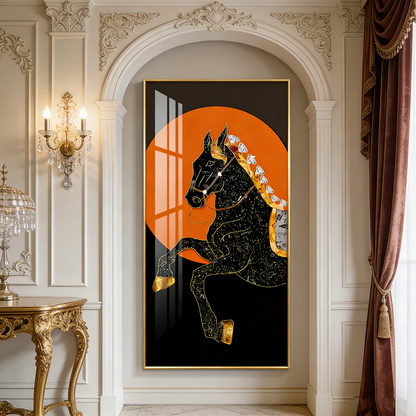 Exquisite Horse Animal Crystal Porcelain Painting Decorative beautiful wallart LED