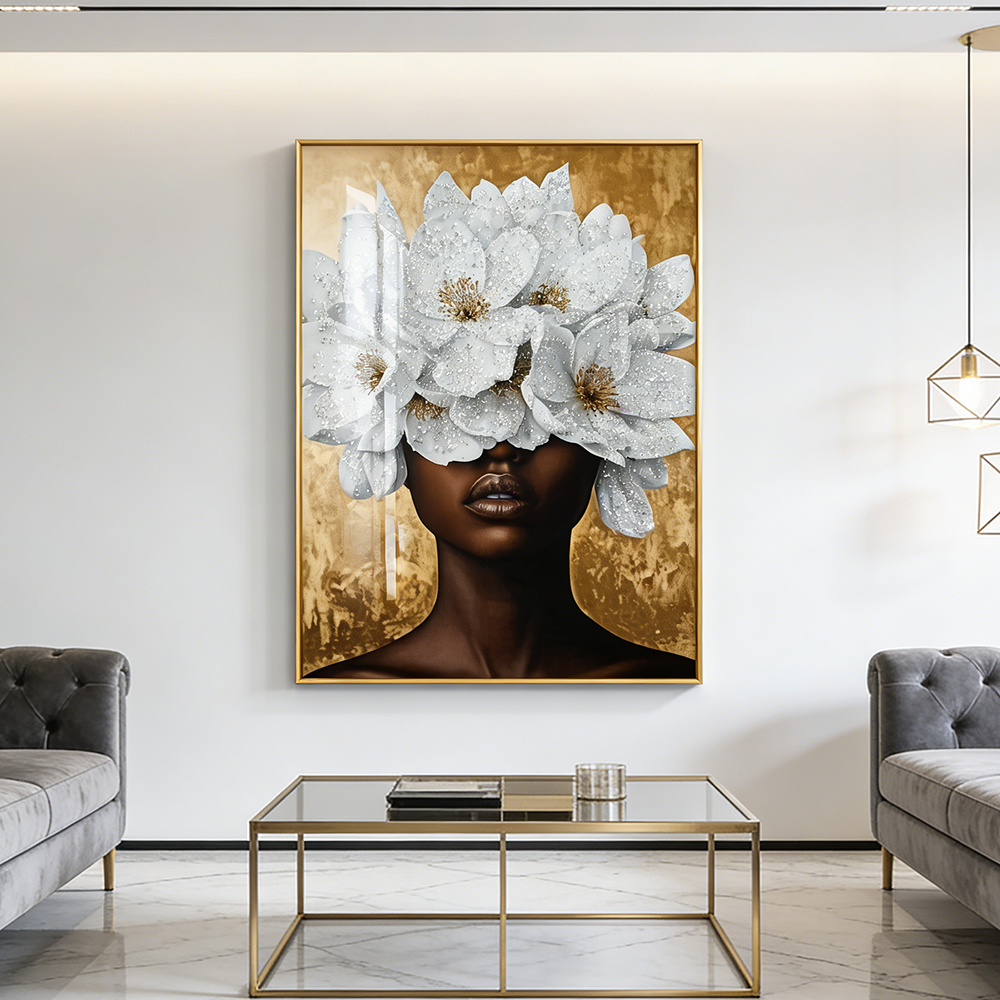 Modern Fashionable flower wearing girl crystal porcelain painting LED