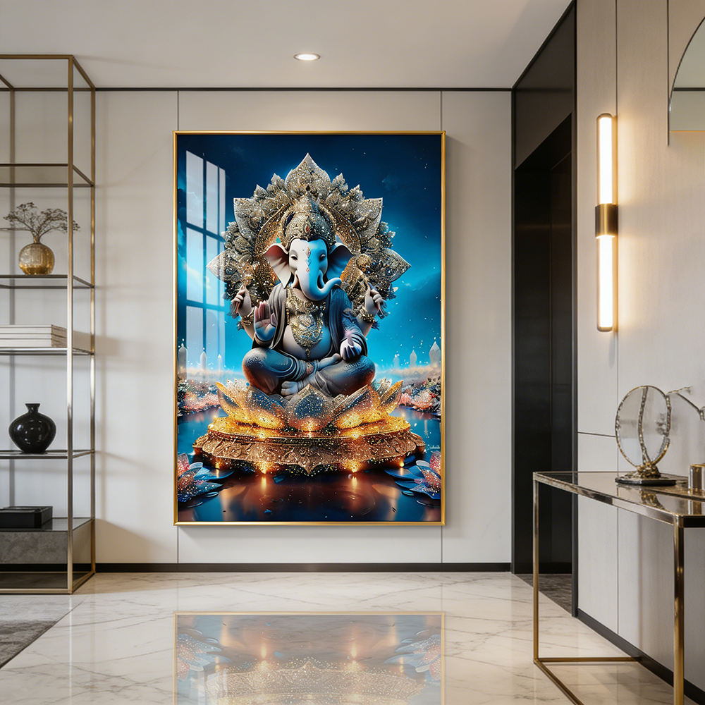 Abstract Indian statue elephant crystal porcelain painting Wallart Decorative art LED